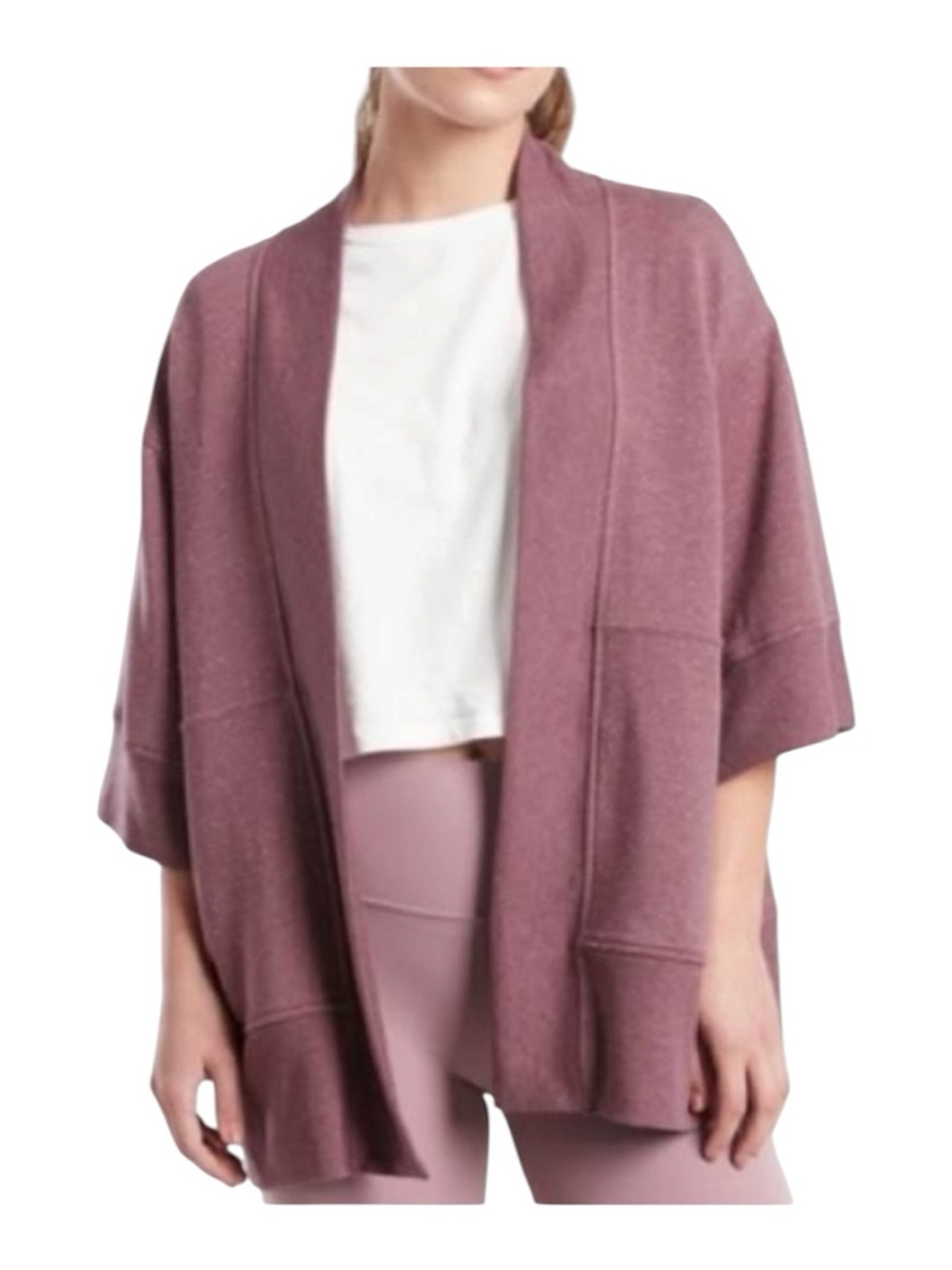 Athleta Lotus textured wrap cardigan in plum sz XX/XS